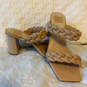 Braided Tan Heeled Sandals